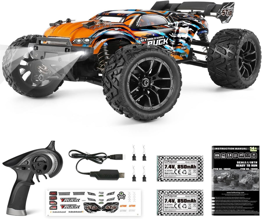1:18 4WD RC Car 36KMH Waterproof Off-Road Monster Truck 2 Batteries 2.4GHz Gift
