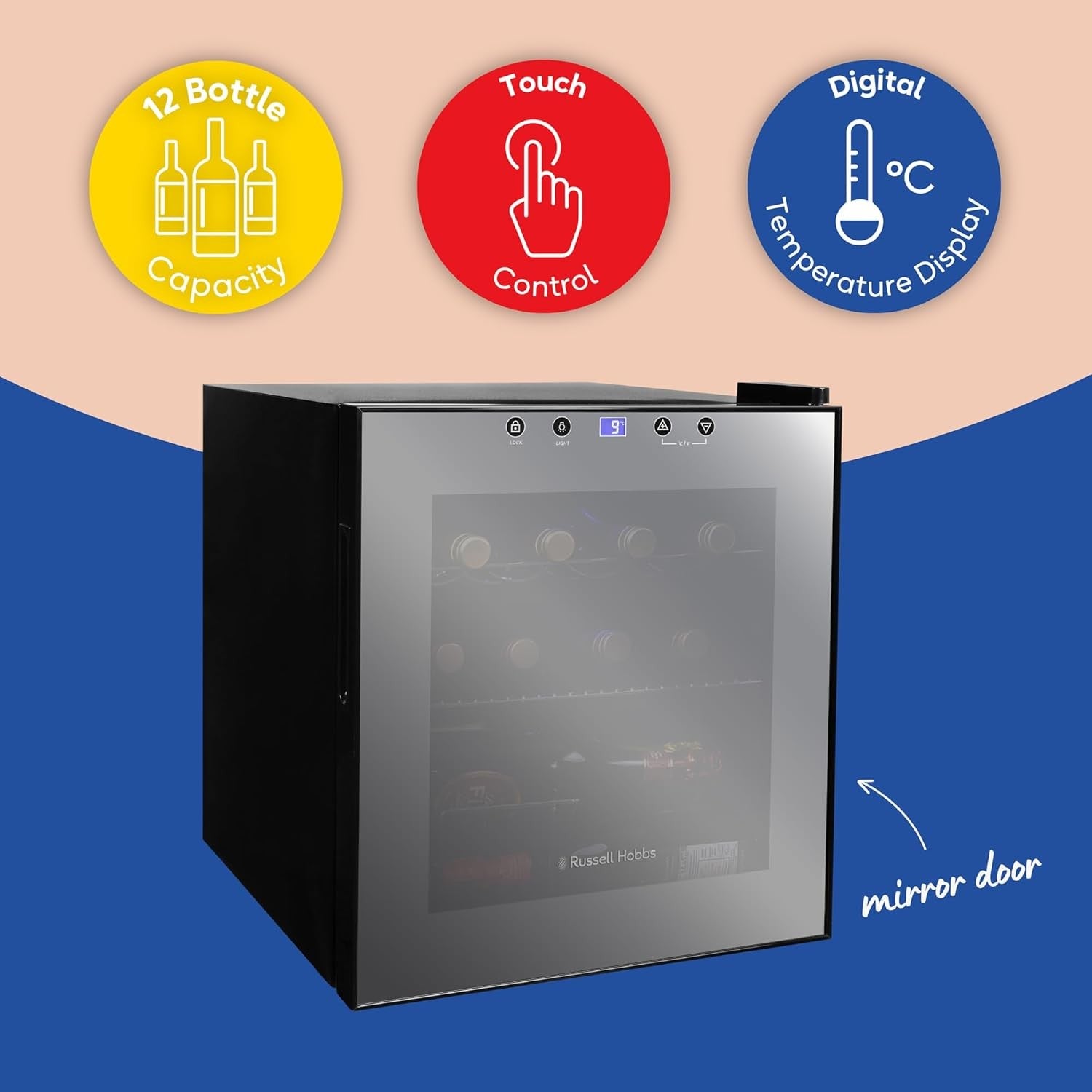 Wine Cooler Fridge 12 Bottle Undercounter Beverage Drinks Fridge LED Glass