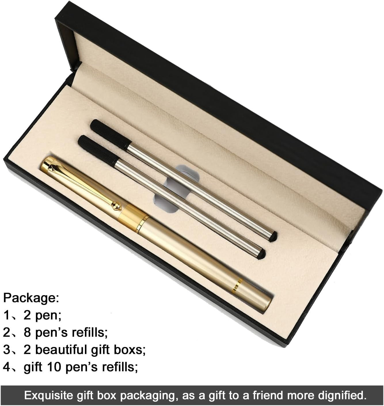 Luxury Gold Ballpoint Pen Medium Point Smooth Writing Black Ink