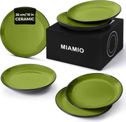 6x Dinner Plates Ceramic Stoneware 26cm Green Large Plates Modern Tableware