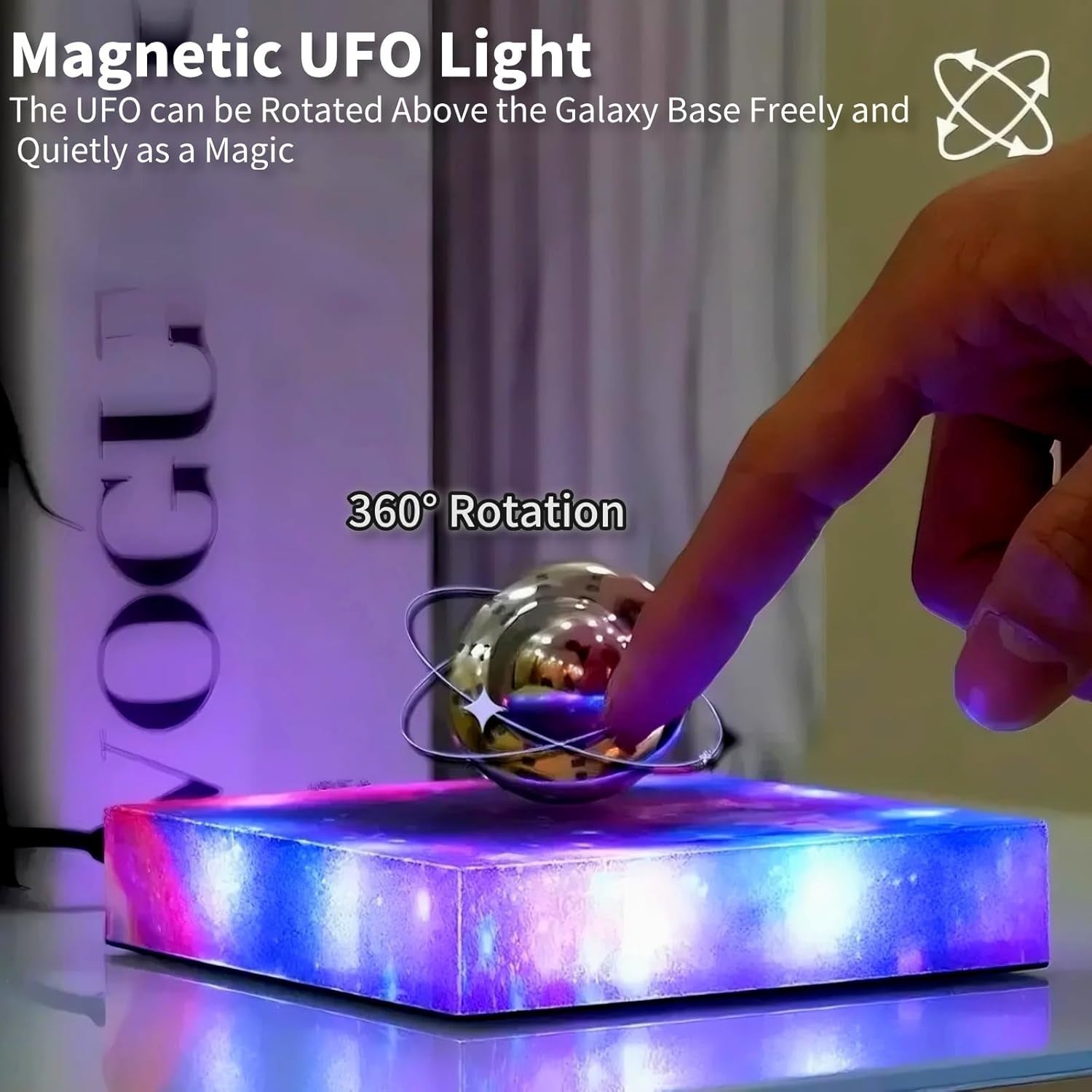 Levitating UFO Lamp, Magnetic Floating 360° Rotating RGB Night Light