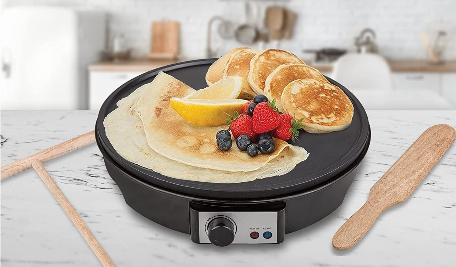 12" Electric Crepe & Pancake Maker 1000W Non-Stick Plate with Spatula