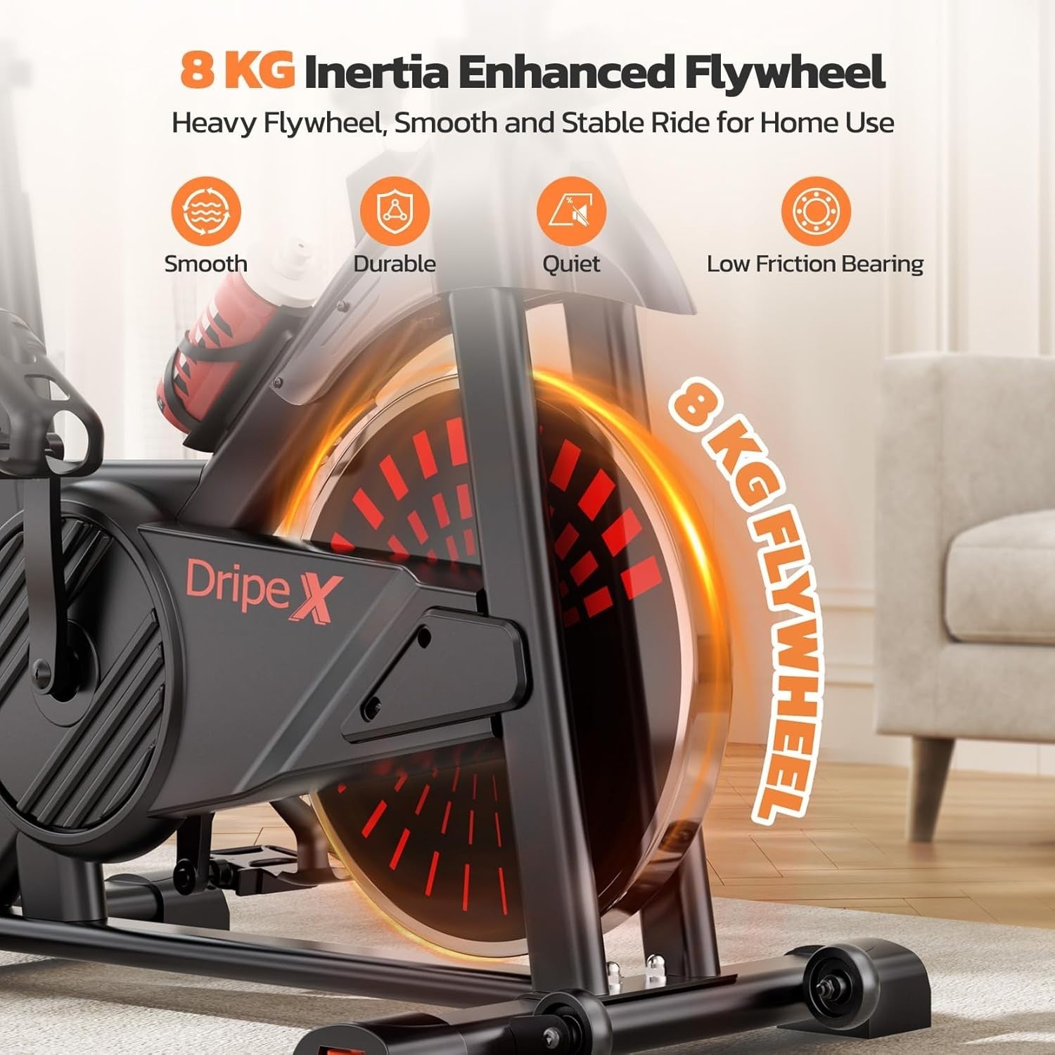 Quiet Magnetic Exercise Bike for Home w/ LCD Display, Adjustable Seat & Holder