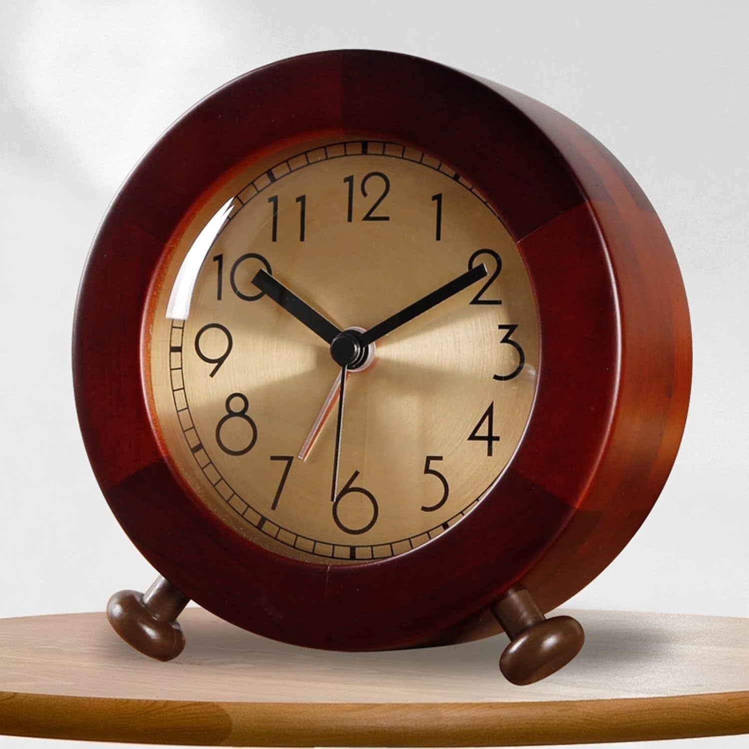 Silent Wooden Alarm Clock Night Light Small Bedside Clock for Heavy Sleepers