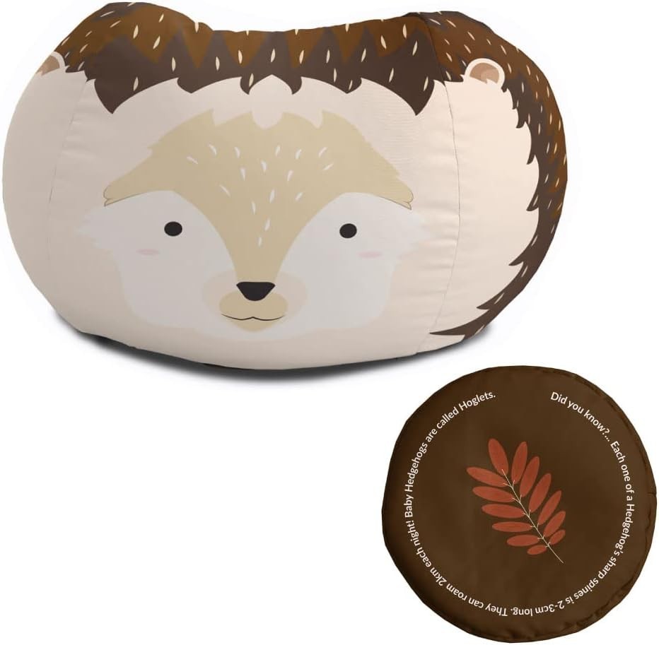 Toddler Kids Animal Printed Bean Bag Chair with Footstool | Soft, Durable Seat