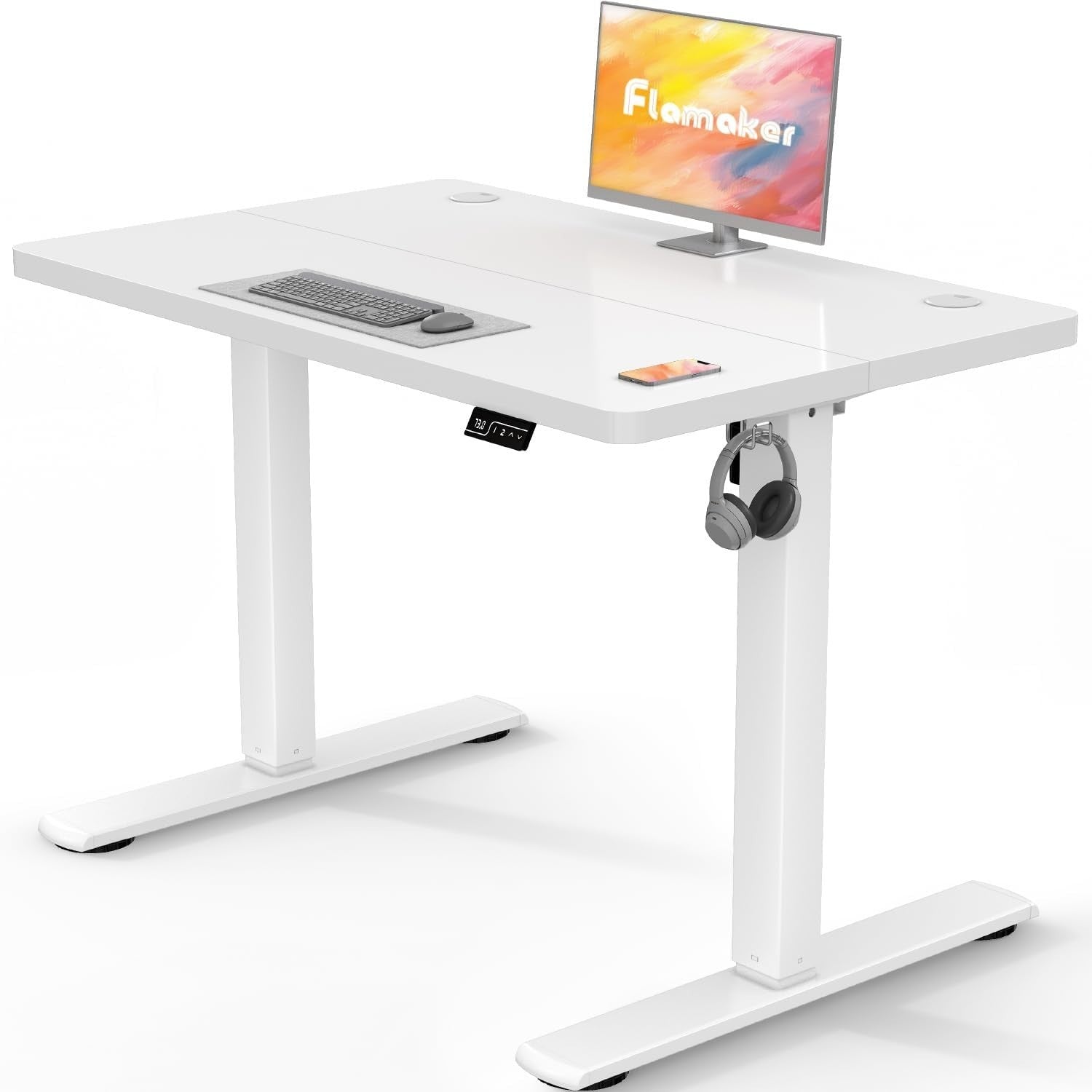 Electric Height Adjustable Desk 100x60cm | Sit Stand Office Table White