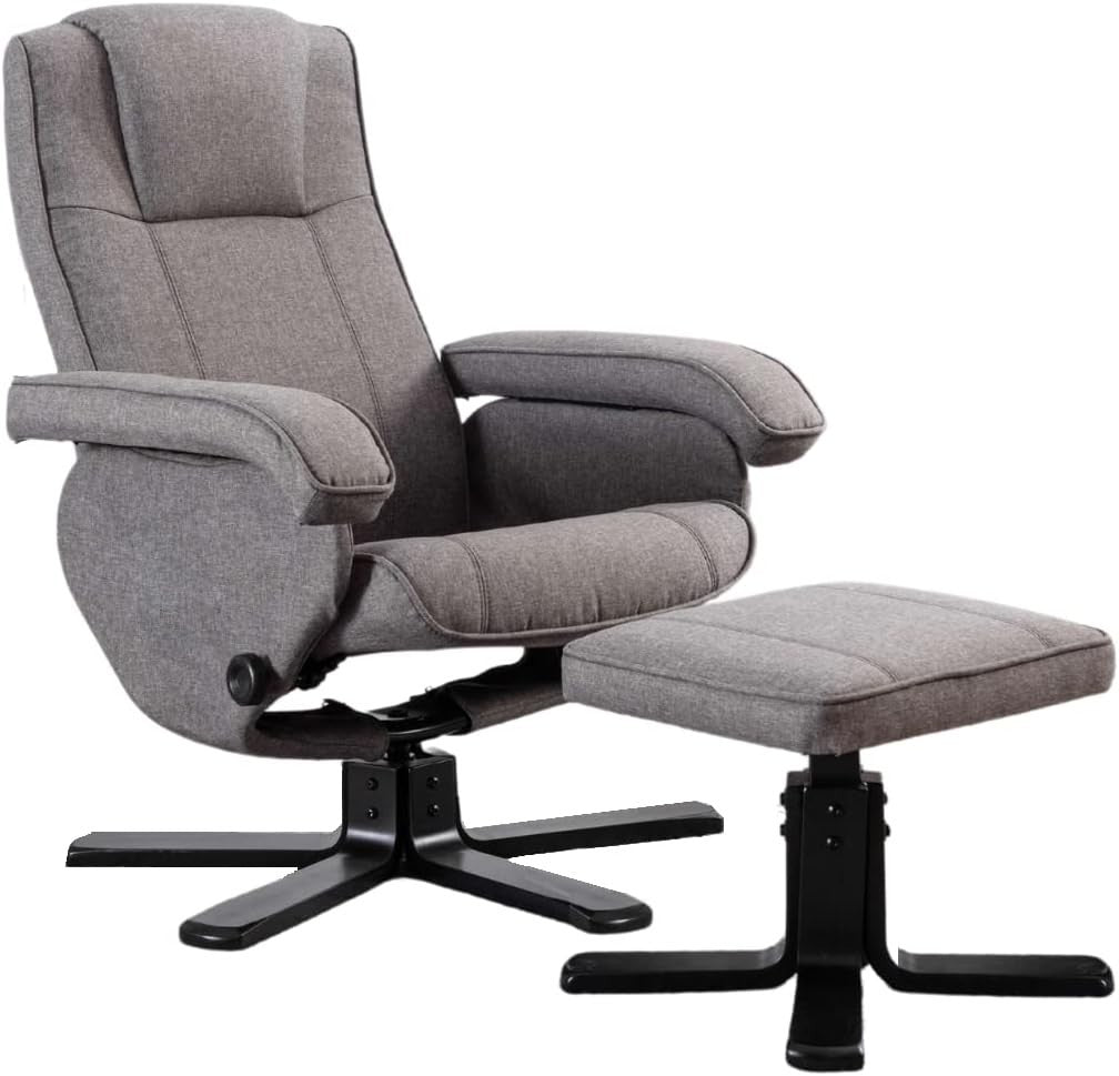 Recliner Armchair Swivel Fabric Chair w/ Footstool Lounge Office Home