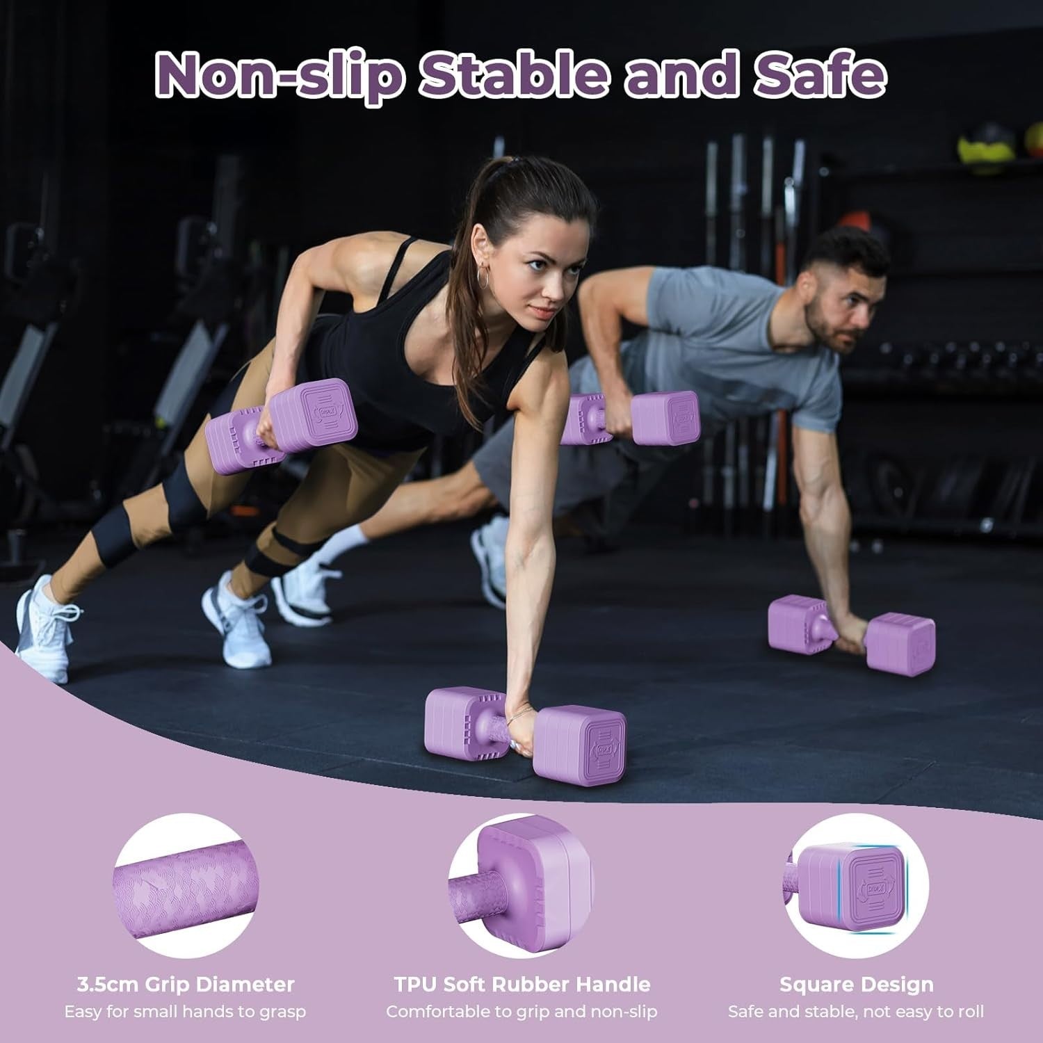 4-in-1 Adjustable Dumbbells Pair 5KG Compact Non-Slip Home Fitness