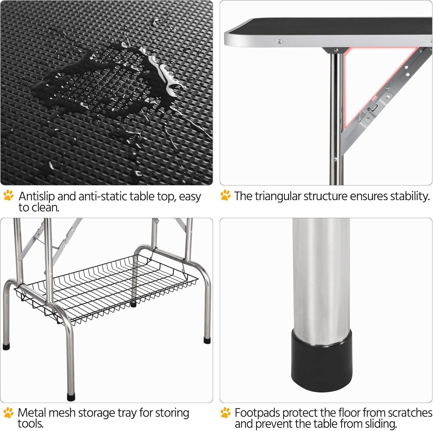 46" Dog Grooming Table Adjustable Height Heavy Duty Non Slip Arm Noose