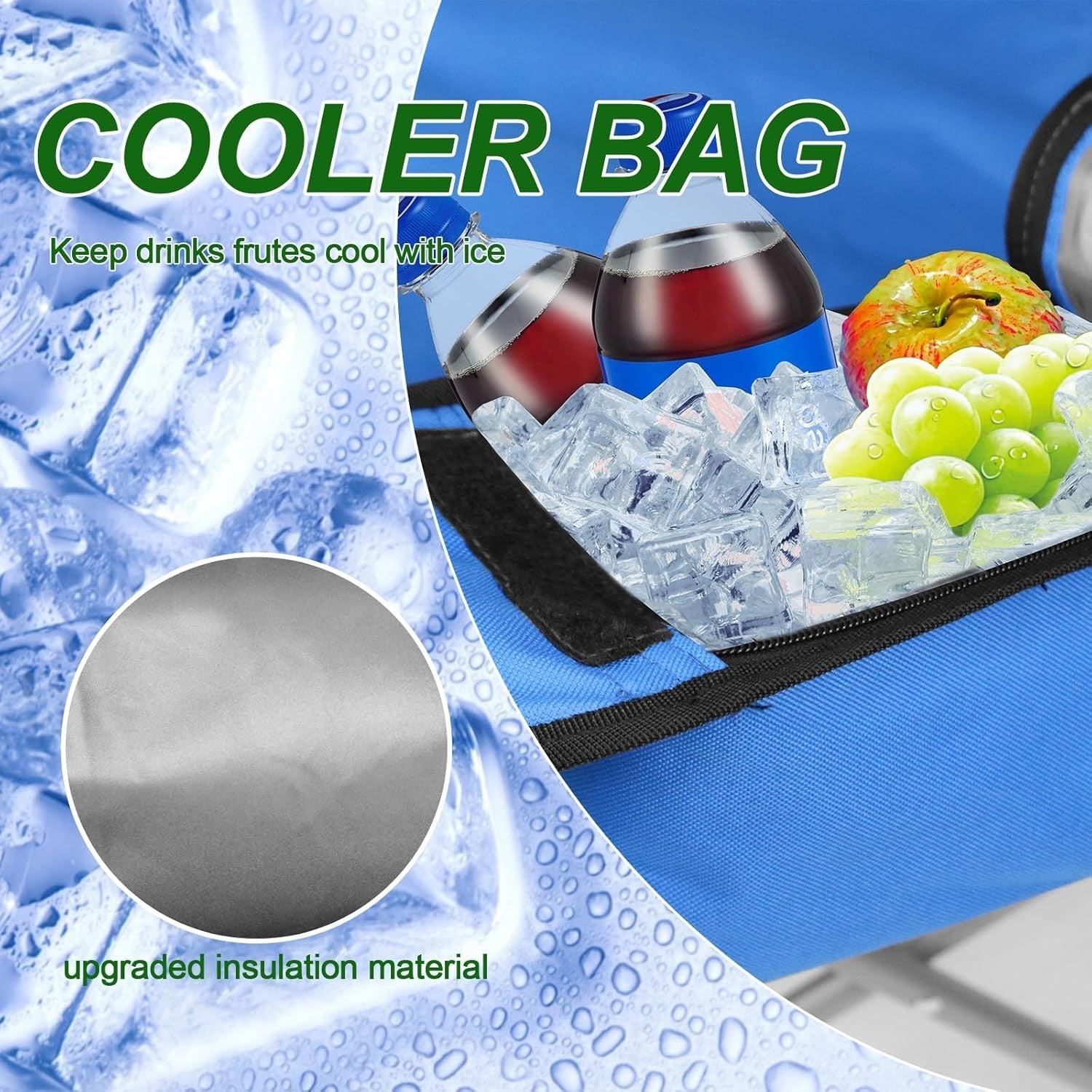 Foldable Beach Chair with Canopy Shade, Cooler Bag & Cup Holders Outdoor