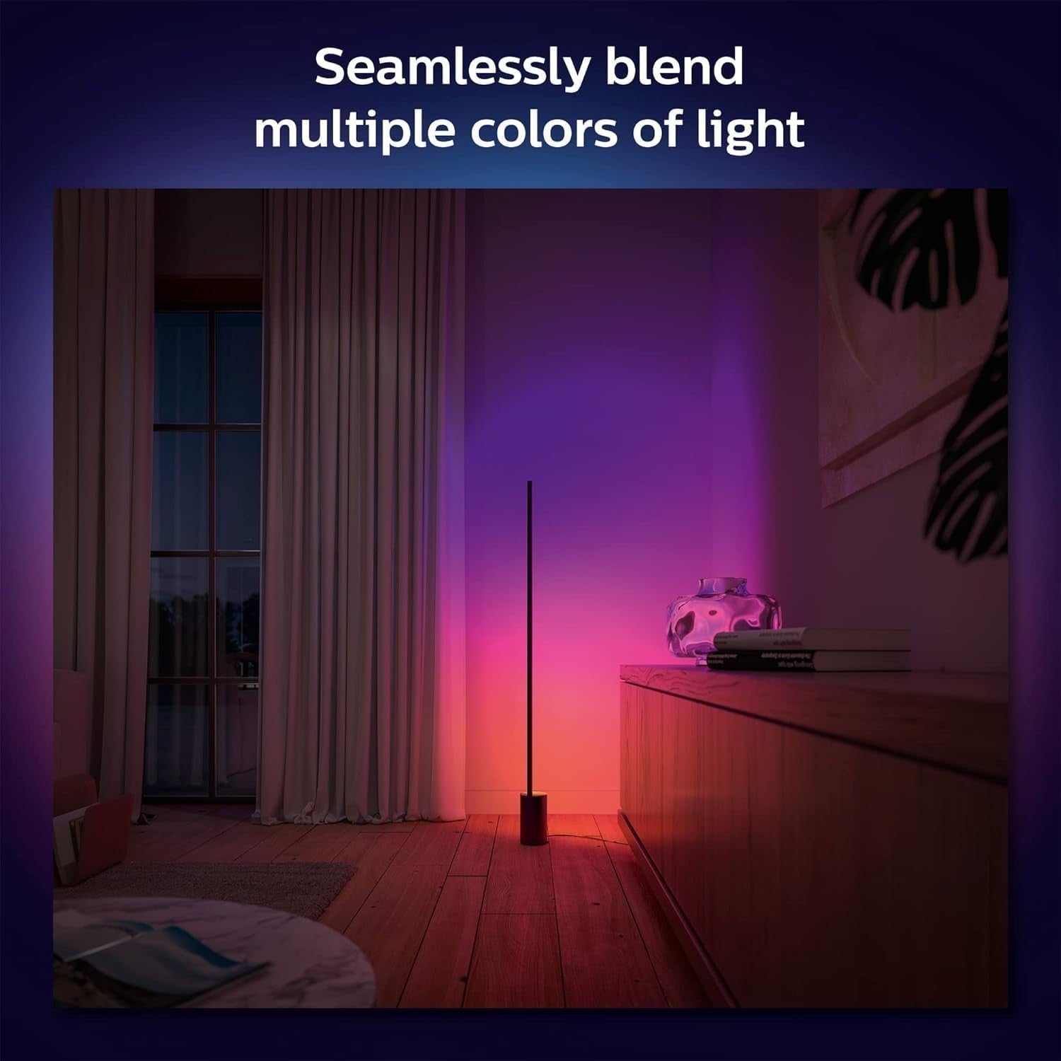 Smart Gradient LED Floor Lamp with Voice Control & Bluetooth, 11x11x145cm