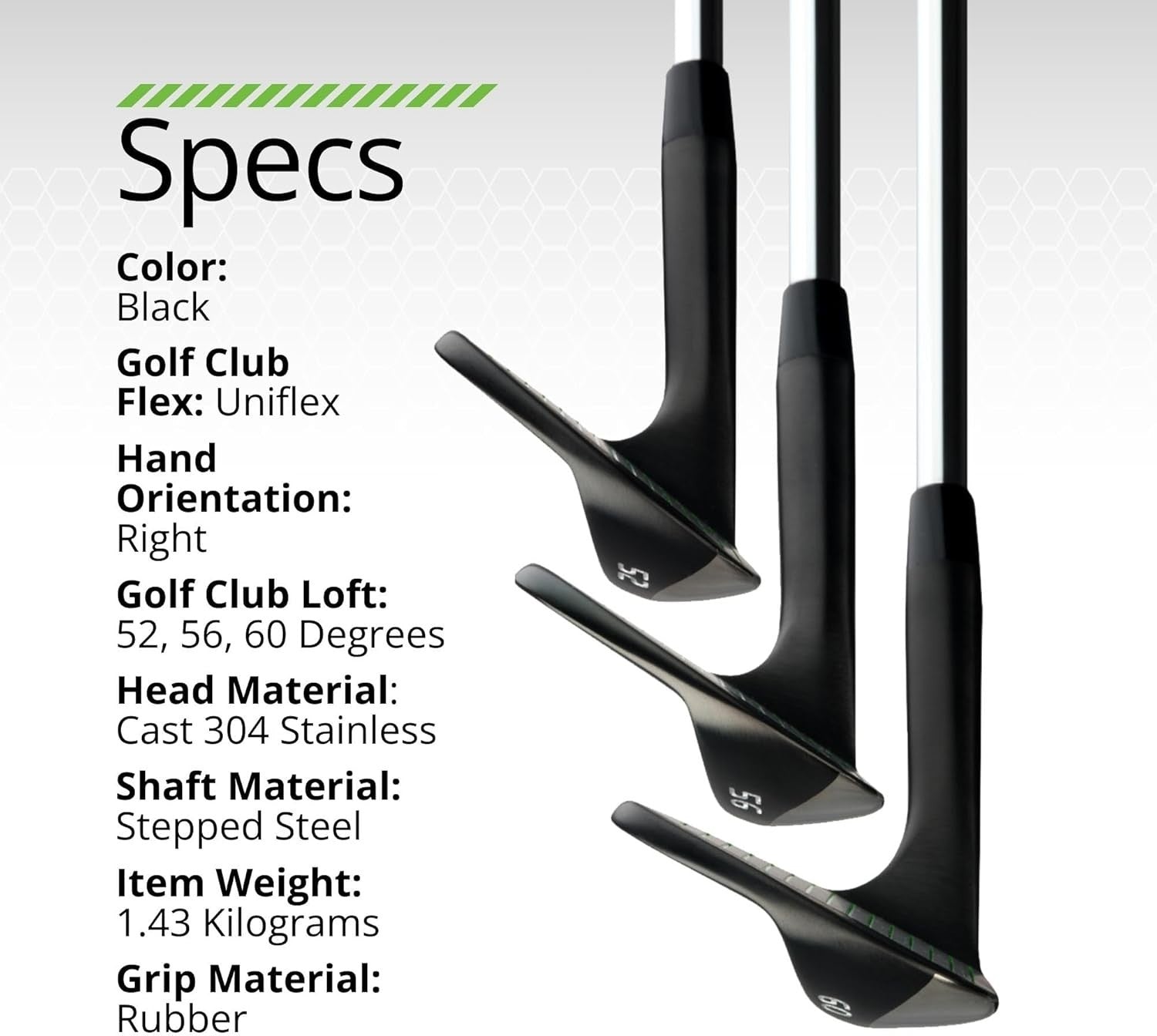 Golf Wedge Set 52 56 60 Degree Max Spin Forgiving Black Steel Right Hand