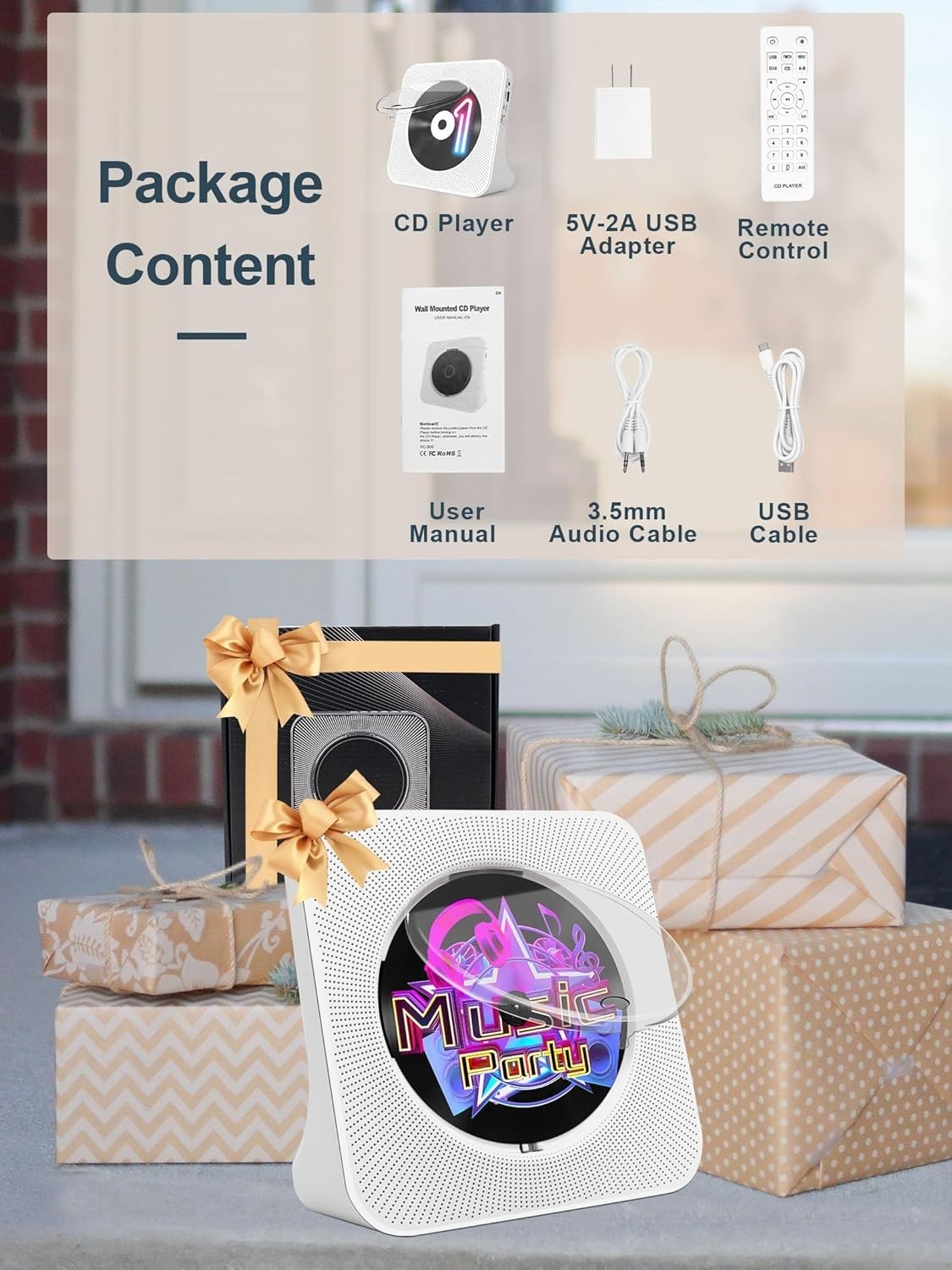 Portable CD Player Bluetooth Speakers FM Radio USB LCD Remote Home Audio