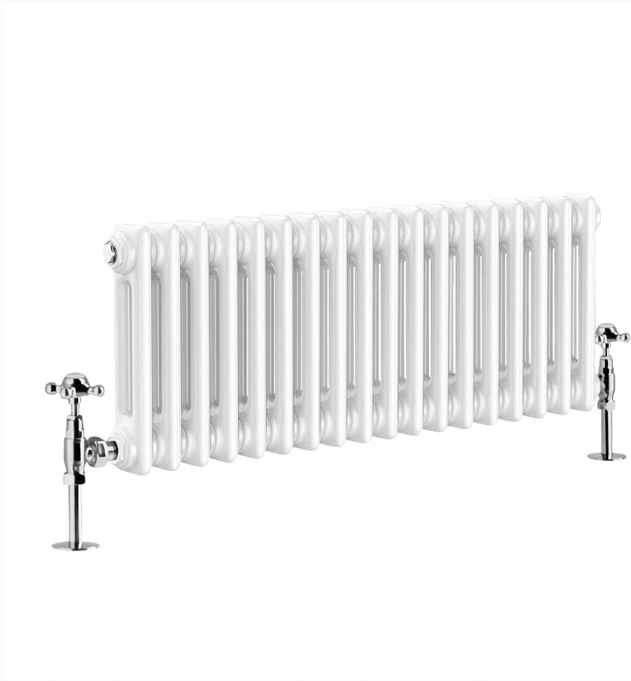 Triple Column Horizontal Radiator 300x605mm White Cast Iron Style