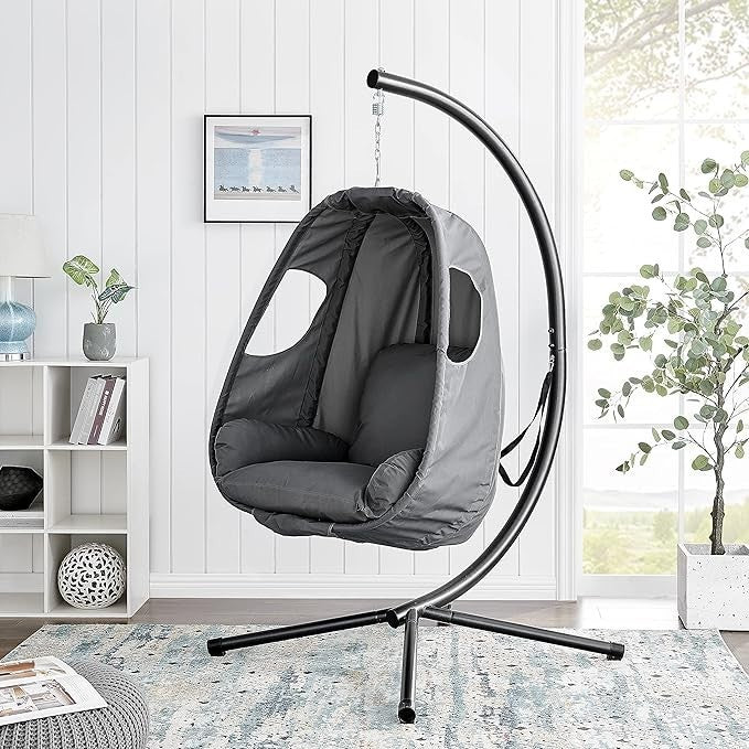 Hanging Egg Chair with Stand & Cushions – Folding Swing Seat Indoor Outdoor