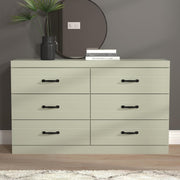 Sage Green 6 Drawer Chest, Wide Storage Unit for Bedroom or Hallway