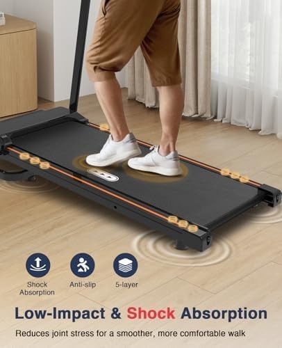 Foldable Walking Treadmill for Seniors 300lbs with Handrails & LED Display