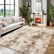Extra Large Beige Shaggy Rug 200x290cm Soft Thick Non Slip Carpet Living Room