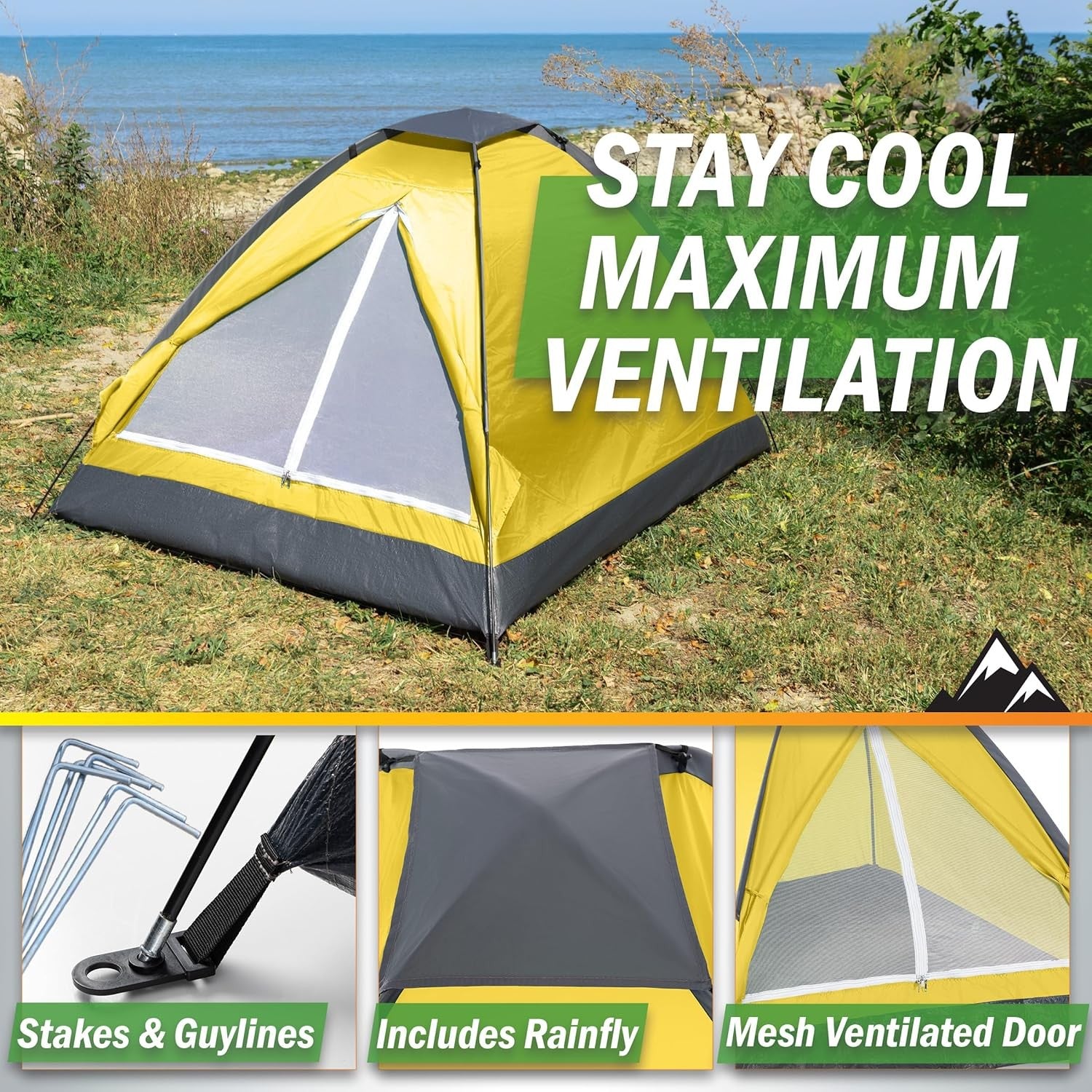 2 Person Camping Tent Waterproof Dome w/ Rain Fly Carry Bag