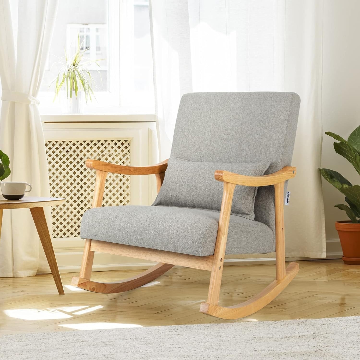 Rocking Lounge Chair Soft Cushions Lumbar Pillow Recliner 78x66x83cm