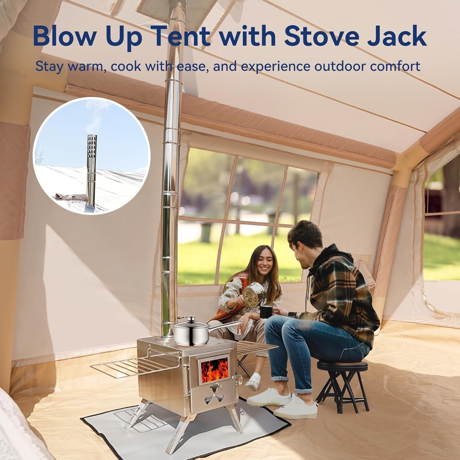 6 Person Inflatable Camping Tent Waterproof Oxford Air Beam Family