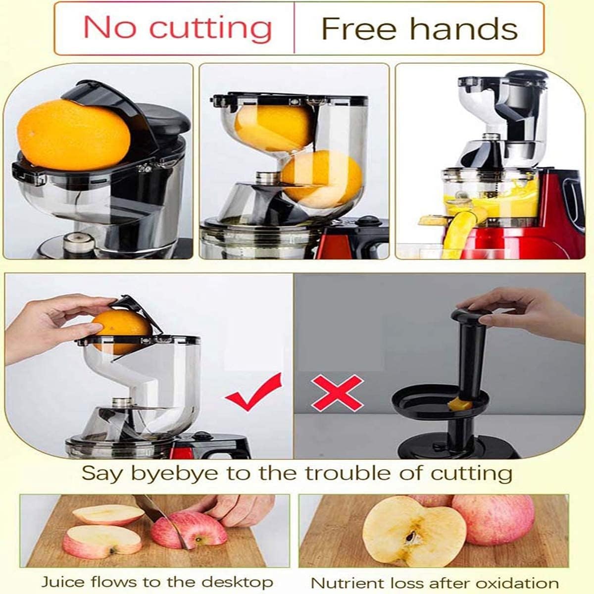 Commercial Cold Press Juicer 8cm Wide Feed Whole Fruit Quiet High Yield