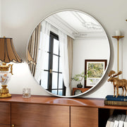 Round Silver Wall Mirror 80cm HD Glass Explosion-Proof & Stylish Frame