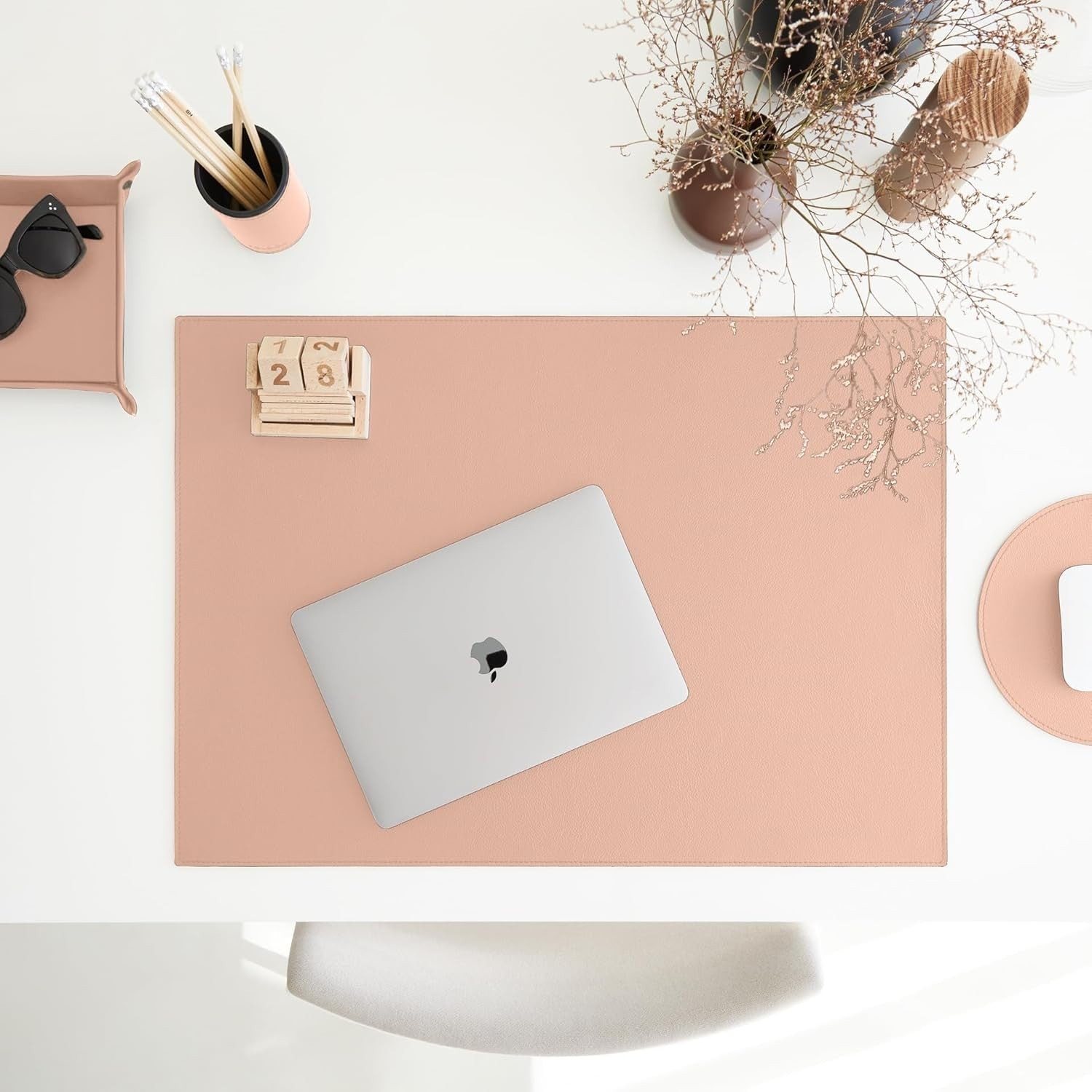 Leather Valet Tray Powder Pink – Desk Organiser for Keys, Coins & Jewellery