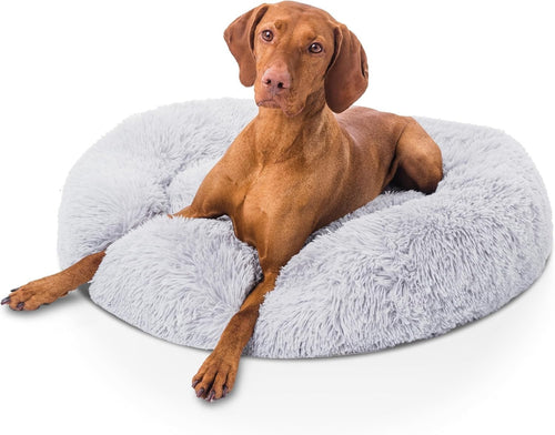 Large Calming Donut Dog Bed 80cm Plush Washable Anti Anxiety