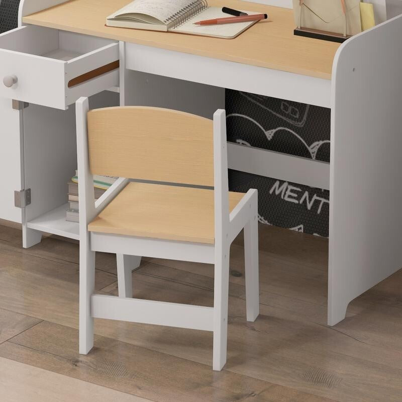 Kids Desk & Chair Set w/ Drawer Storage 3–6 Yr Study Table Toddler White