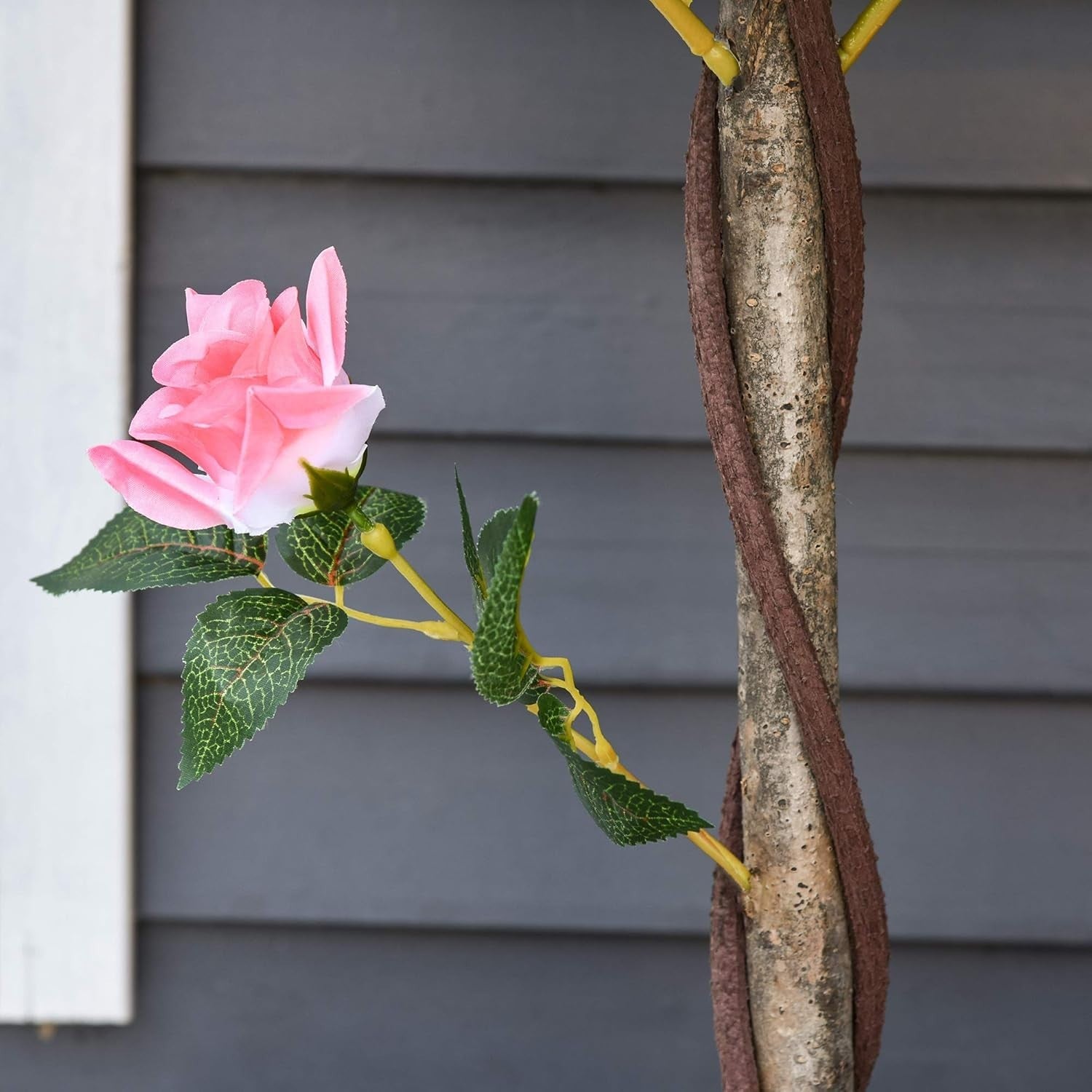Artificial Rose Tree 90cm / 3ft Pink Faux Flower Plant Potted Home Garden Decor