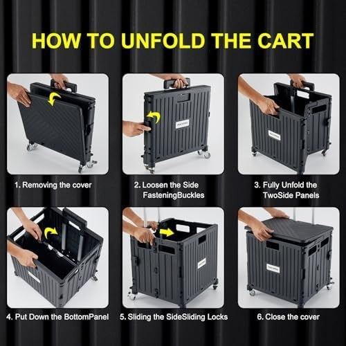Folding Utility Trolley on Wheels Collapsible Cart All-Terrain 110lb Capacity