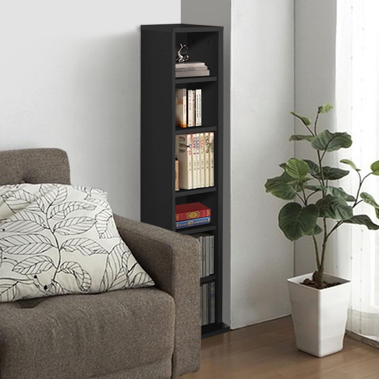 CD DVD Storage Tower Rack 102 Disc Media Shelf Organizer Black 90cm