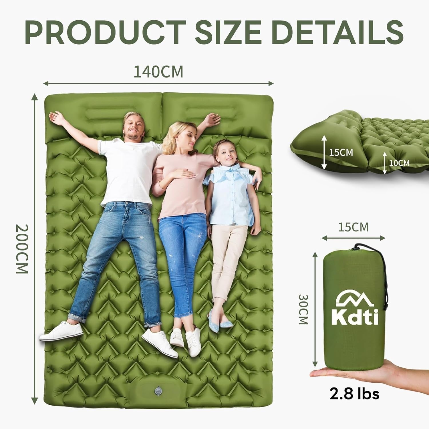 Double Inflatable Camping Mat 10cm Thick Portable Waterproof Sleeping Pad