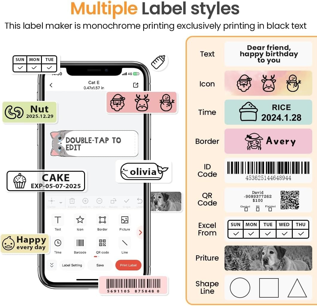 Mini Bluetooth Label Maker Portable Thermal Sticker Printer