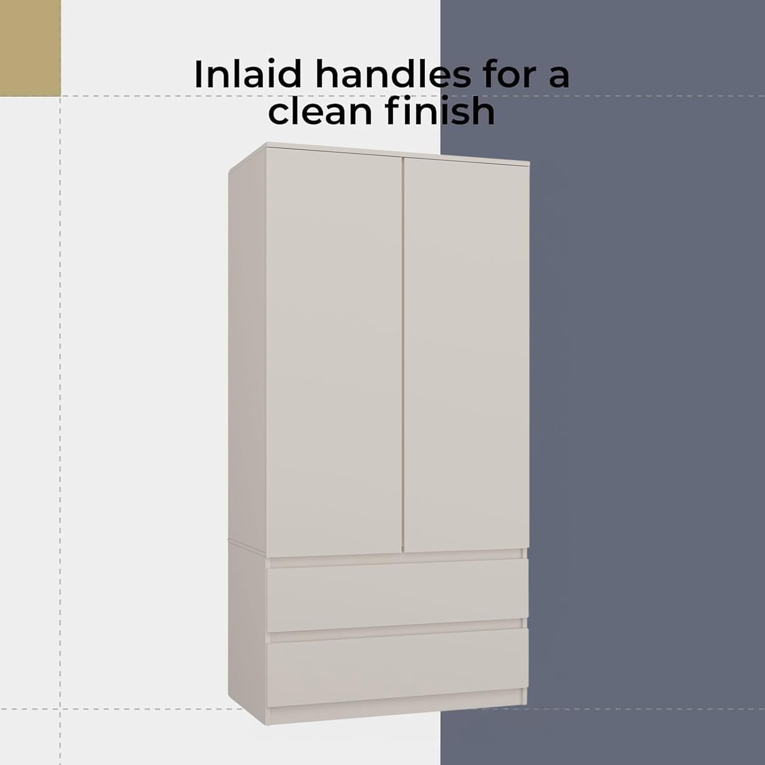 Modern Double Wardrobe with Drawers Shelves Rail Cupboard 2 Door