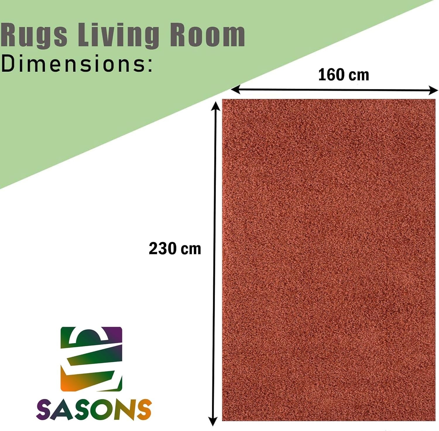 Extra Large Shaggy Rug 160x230cm 5cm Thick Soft High Pile Terracotta Carpet