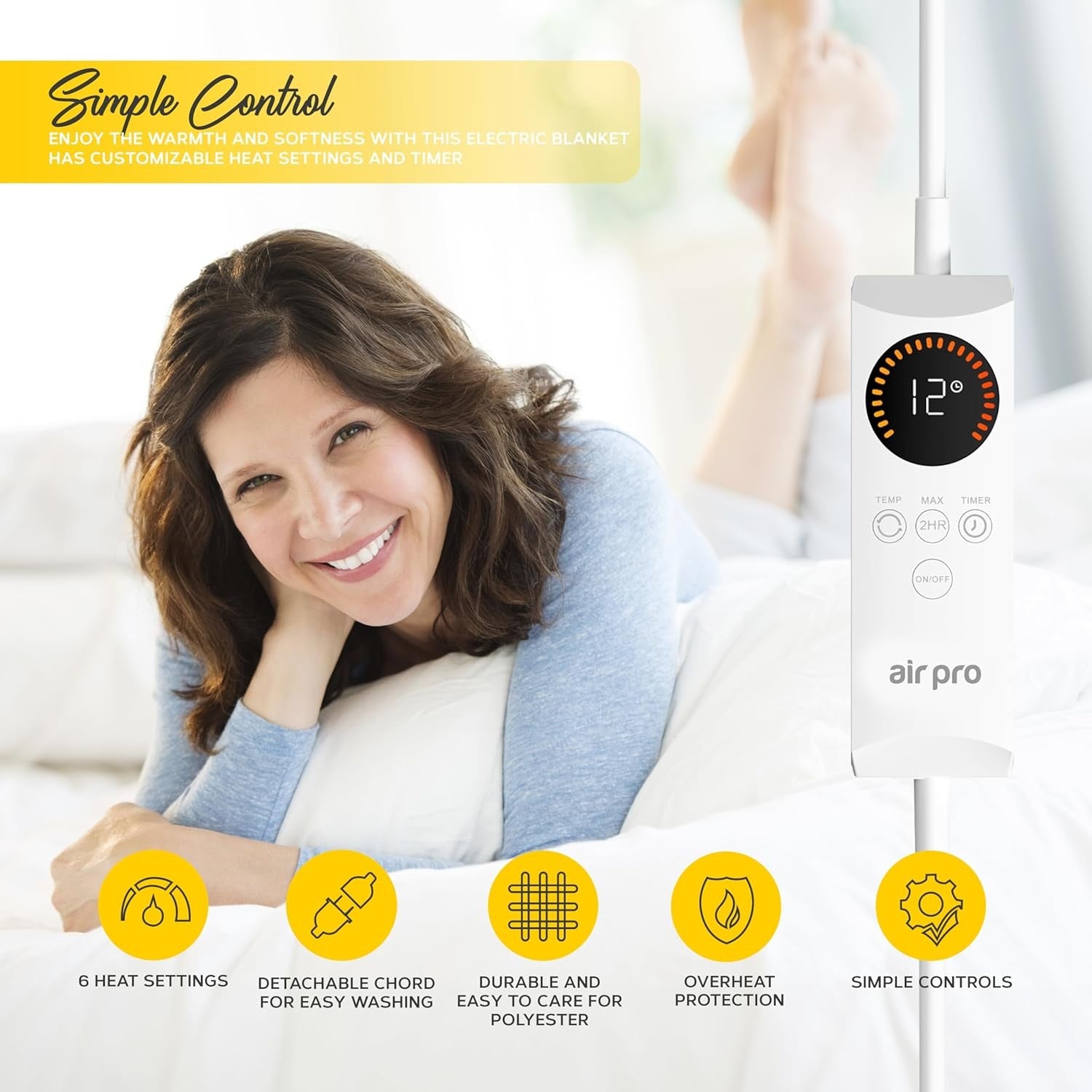 Electric Heated Underblanket Single 90x190cm Fitted Mattress Fast Heating