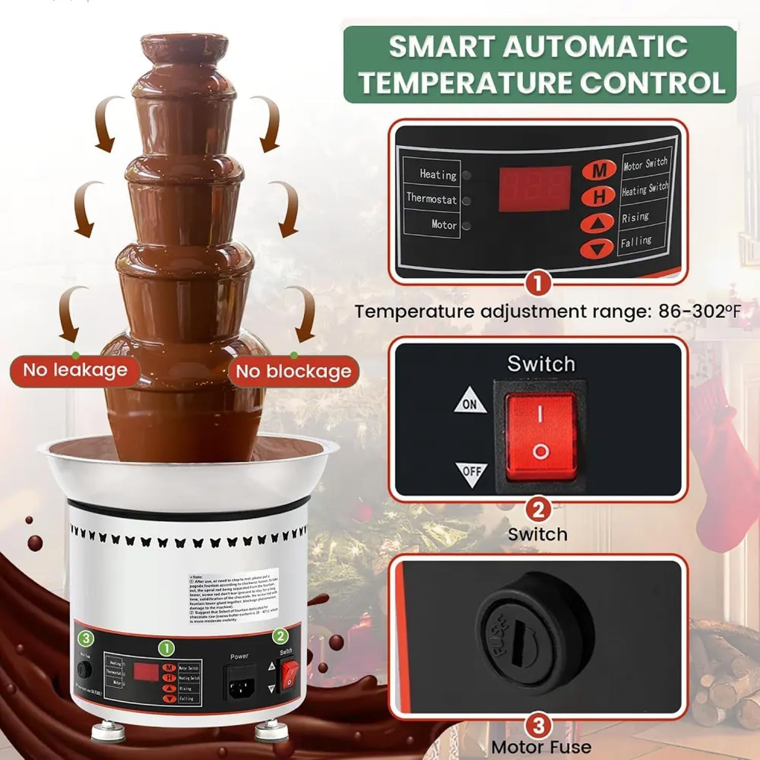 Commercial Chocolate Fountain Machine Stainless Steel Fondue Tower
