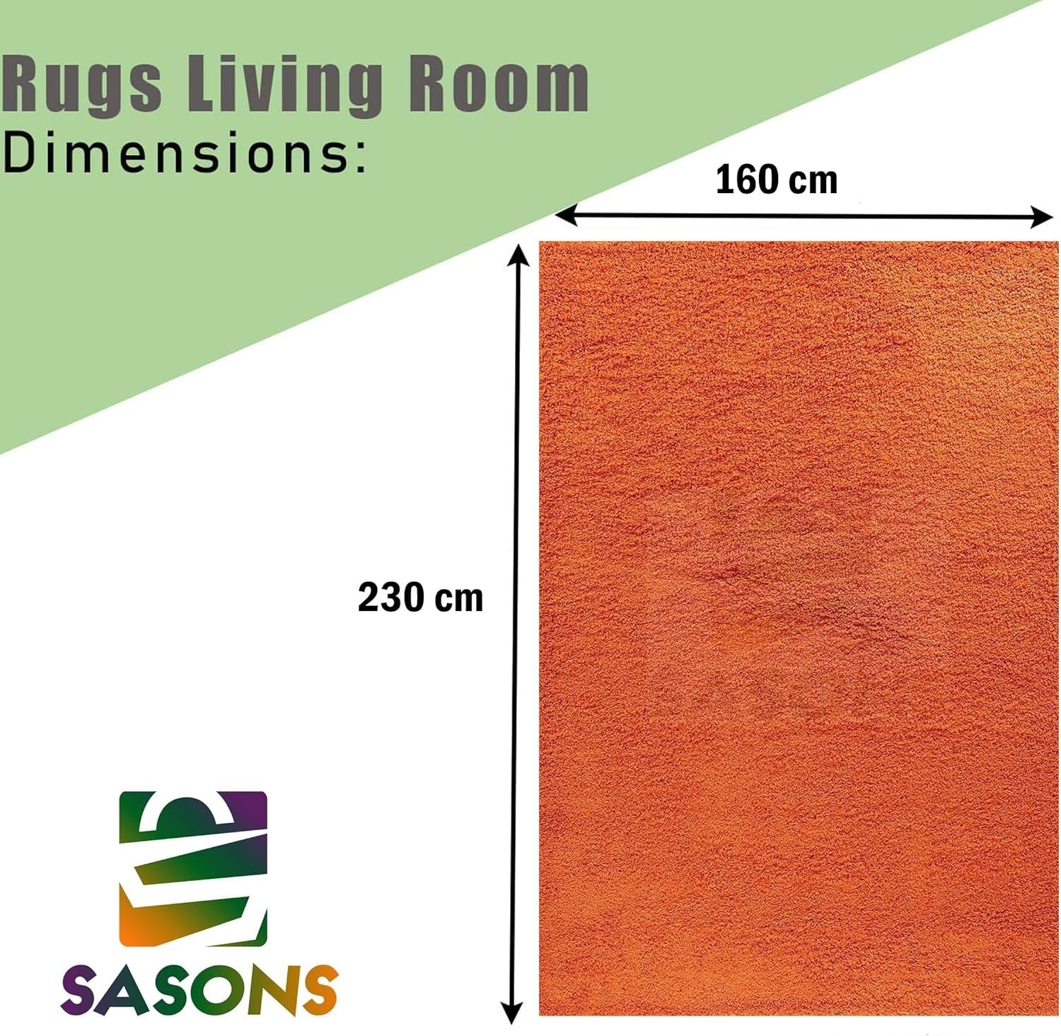Extra Large Shaggy Rug 160x230cm 5cm Thick Soft High Pile Orange Carpet