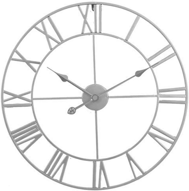 40cm Silver Roman Numeral Wall Clock Large Metal Silent Quartz Modern Decor