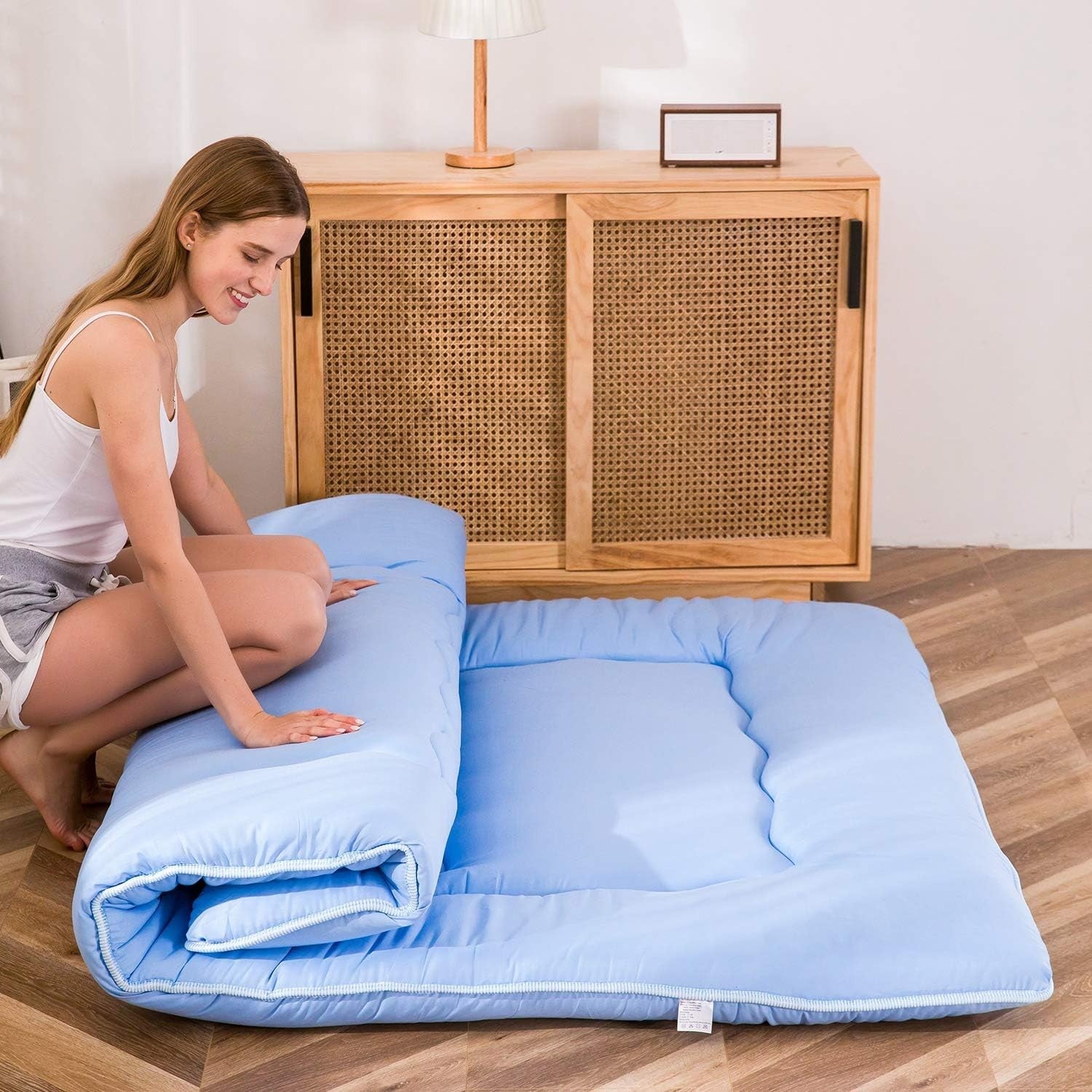 Dusty- Double Foldable Futon Mattress | Thick Tatami Sleep Pad, Portable Lounger