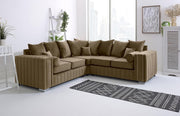 Mink Velvet Corner Sofa 5 Seater | Foam Cushions | Scatterback | Chrome Feet