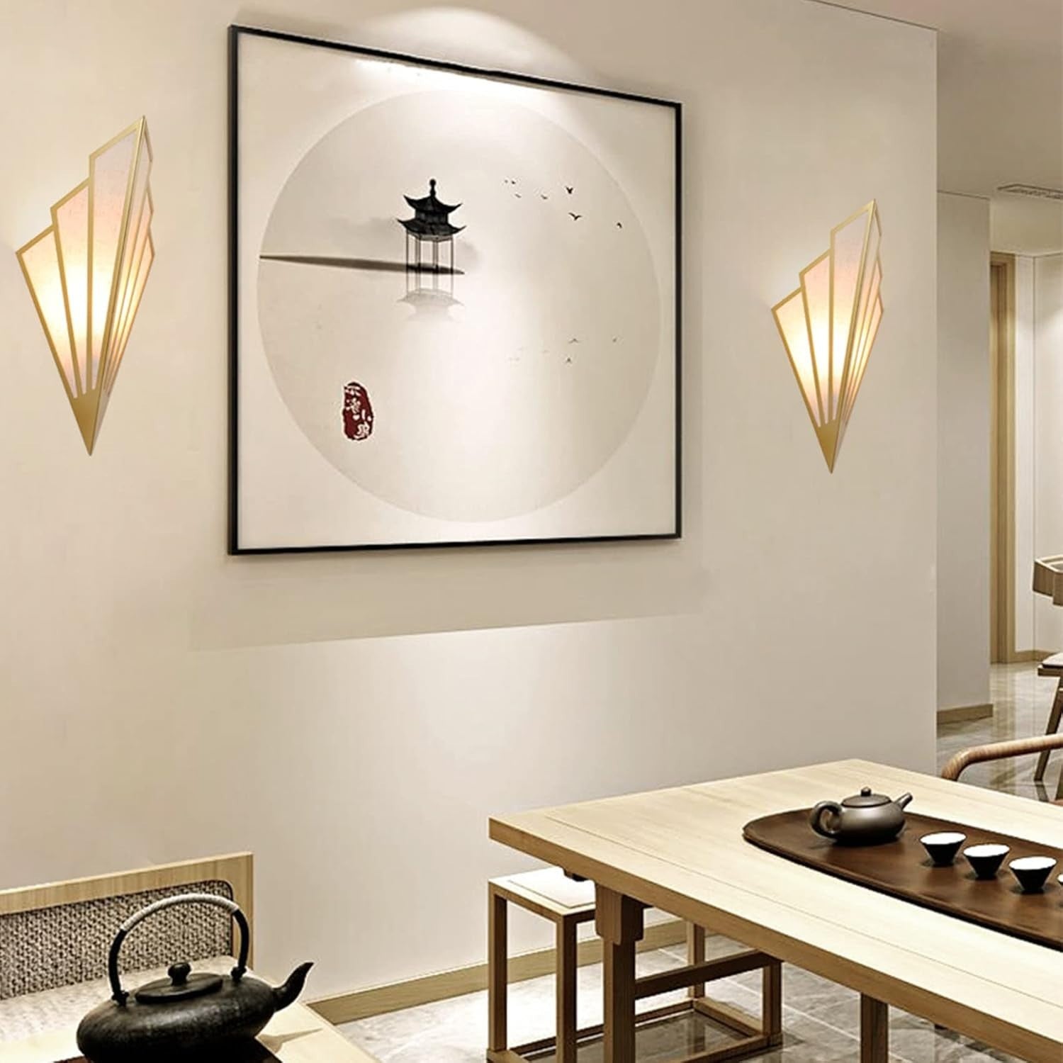 Art Deco Wall Sconce Gold Fan Design E14 Lamp Modern Light for Hallway