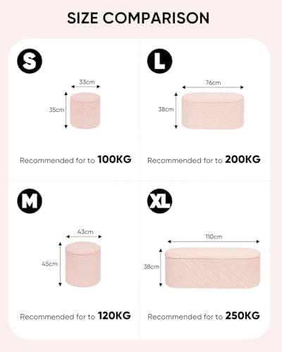 Pink Round Storage Ottoman Footstool 3-in-1 Seat with Lid 43x43x45cm