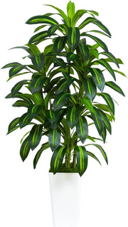150cm Dracaena Artificial Tree in White Tall Planter Indoor Home Decoration