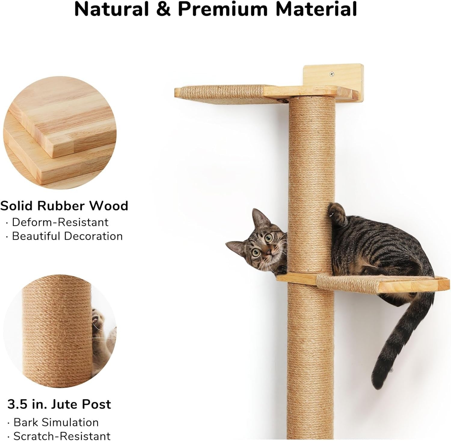 Tall Cat Tree Floor to Ceiling 5 Tier Wall Mounted Scratching Post Tower