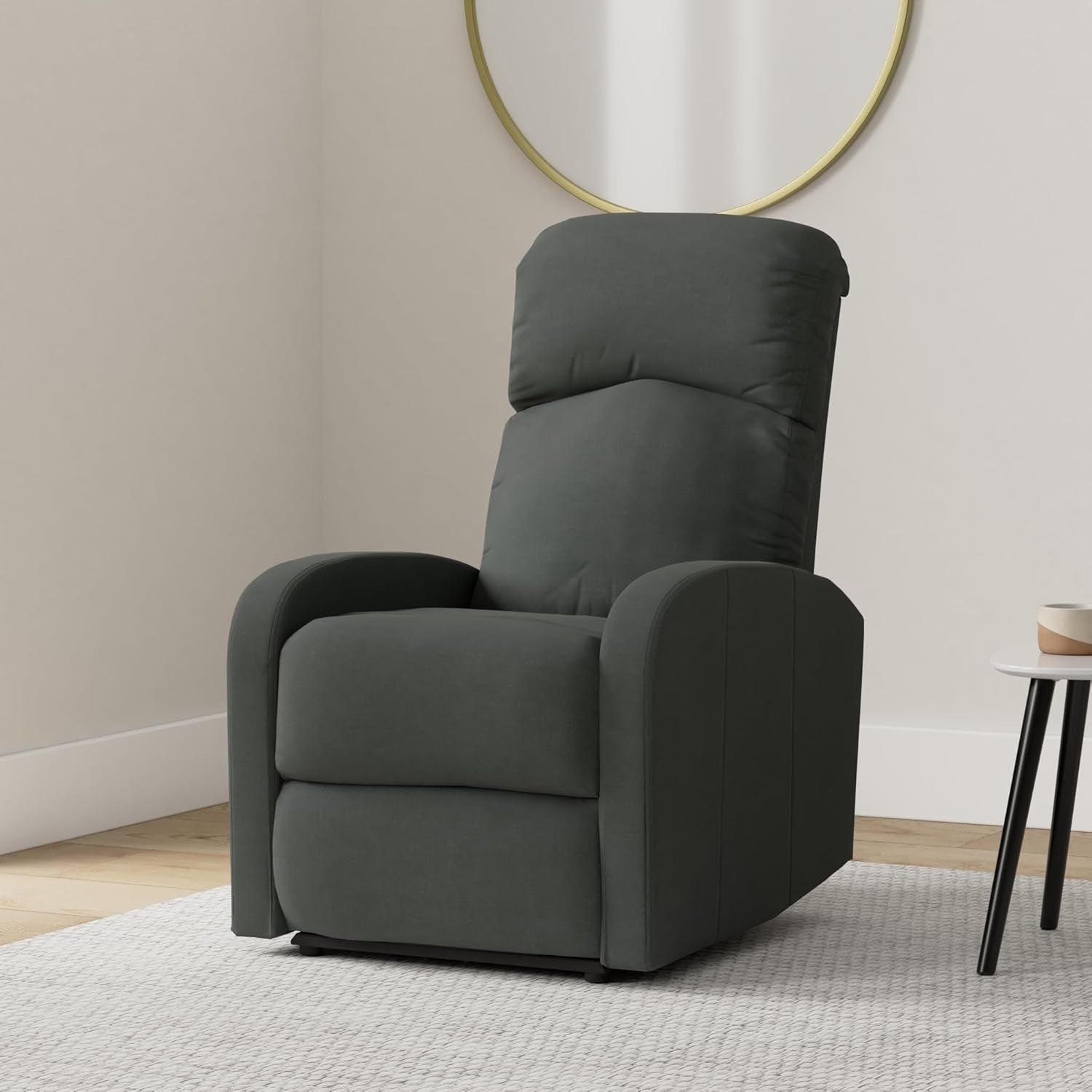 Charcoal Fabric Recliner Armchair Lounge Chair with Footrest Support