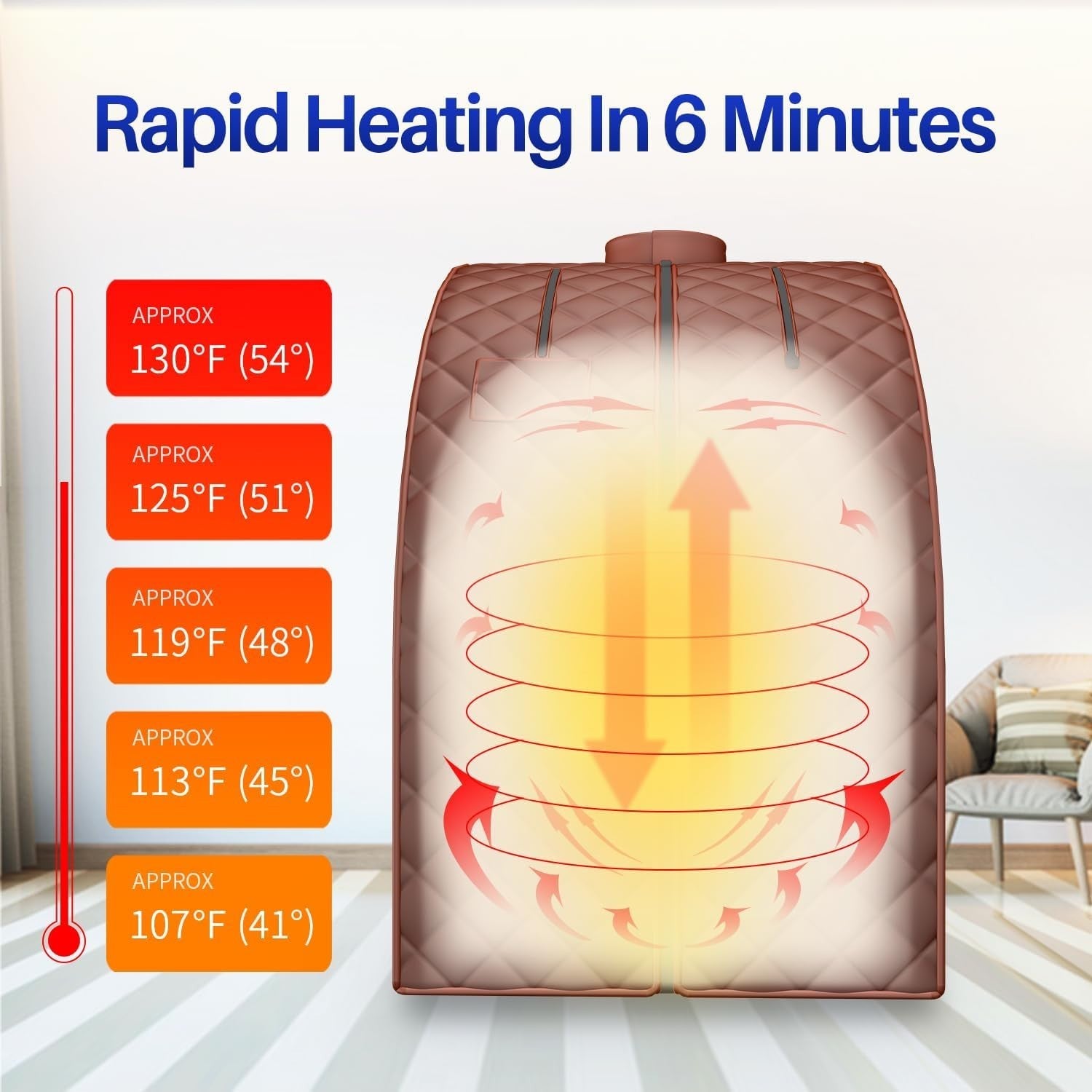 2.6L Portable Steam Sauna Tent 1000W Fast Heating Personal Spa Brown