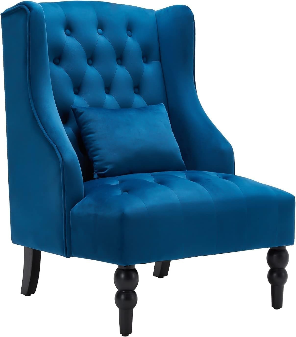 Velvet Wingback Armchair High Back Tufted Chair for Bedroom Living Room